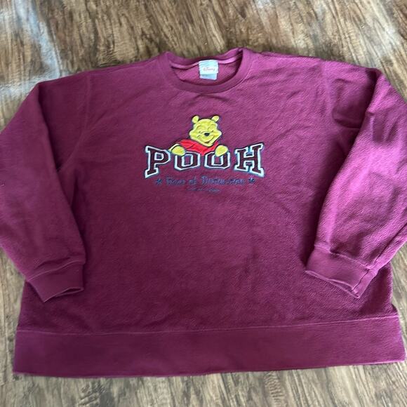 VTG 90s Y2K Winnie The Pooh Crew Neck Fleece Sweatshirt XL Pullover oversized - Picture 1 of 7